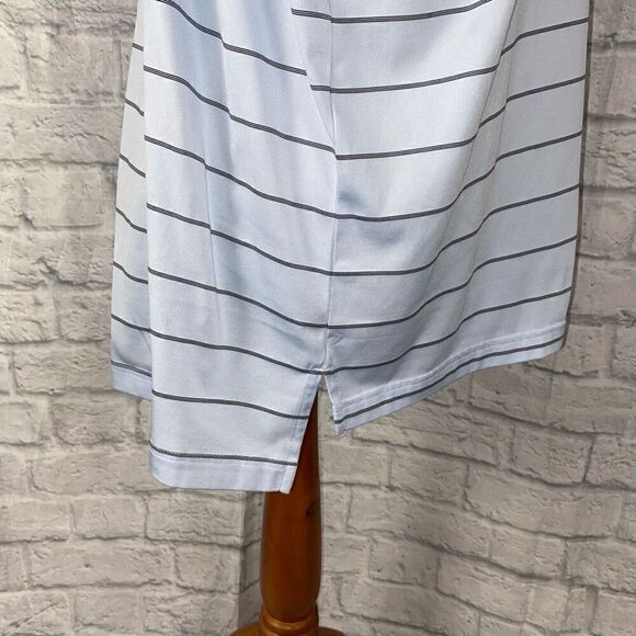 Adidas men XXL clima cool stripe 3 button polo shirt light blue/black - Picture 4 of 12